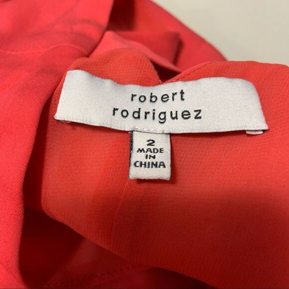 Robert Rodriguez V-neck Silk Sleeveless Mini Dress in Coral - Picture 4 of 8